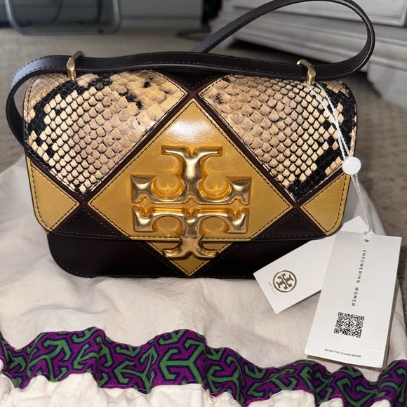 Tory Burch Eleanor Exotic Diamond quilt small convertible shoulder bag - Picture 1 of 5